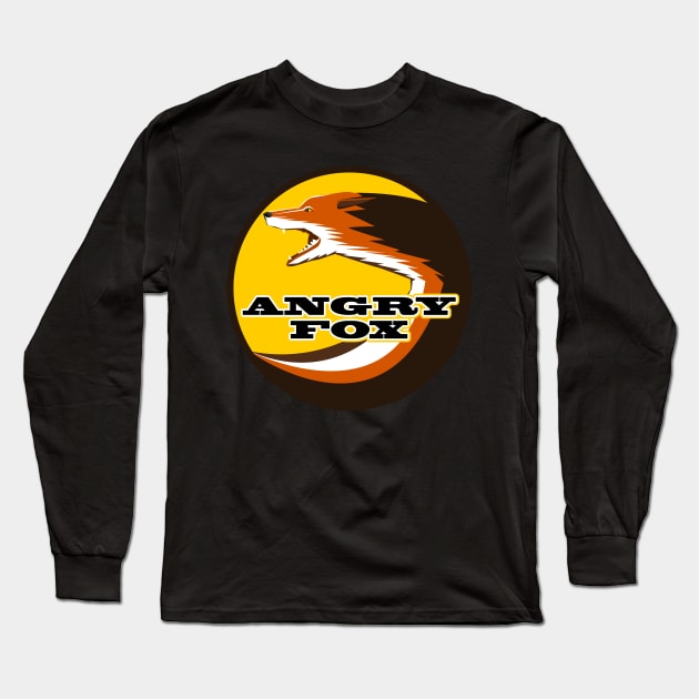 Angry fox attacking in a circle with yellow background. Long Sleeve T-Shirt by Isan Creative Designs